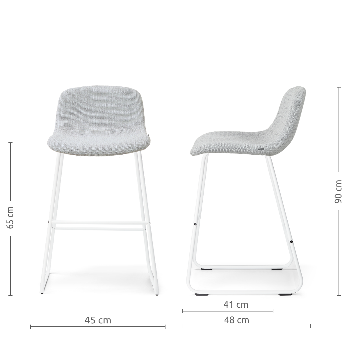 Barkruk Nino-Mats wit onderstel grijs melange 65 cm