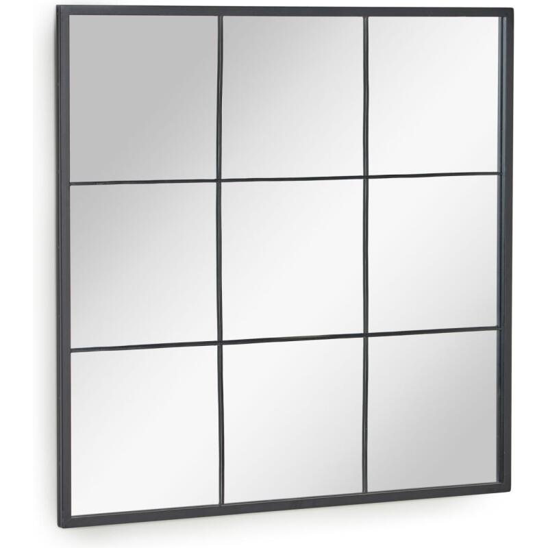 Miroir mural Ulrica métal noir 80 x 80cm