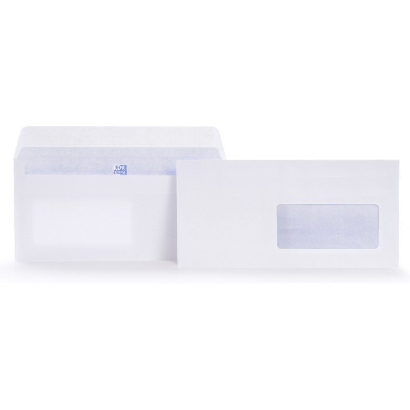lot 50 EnveloPPes Oxford 110x220 auto adhesive fenetre - blanc