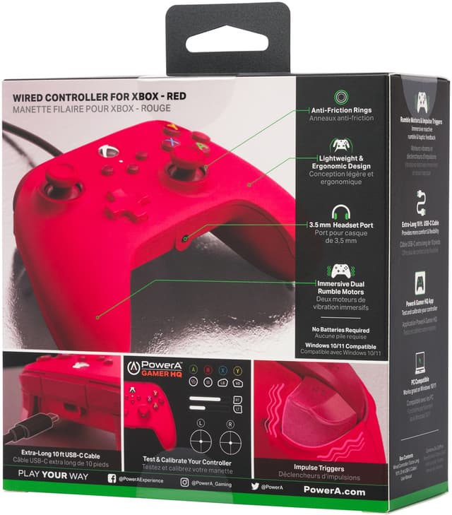 PowerA Xbox USB-C kablet gamepad (rød)