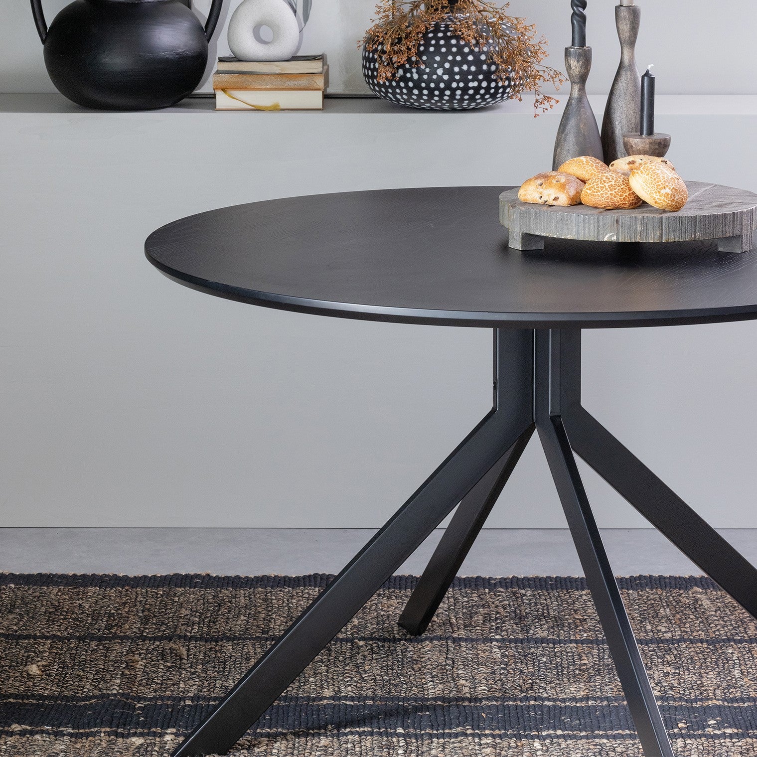 WOOOD Bruno Eettafel - Ã 120 cm - Zwart