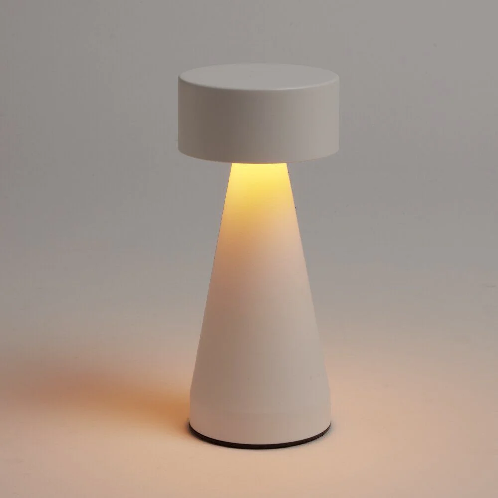 Lampe de table Squari USB tactile blanche Ø9,5xH22,5cm