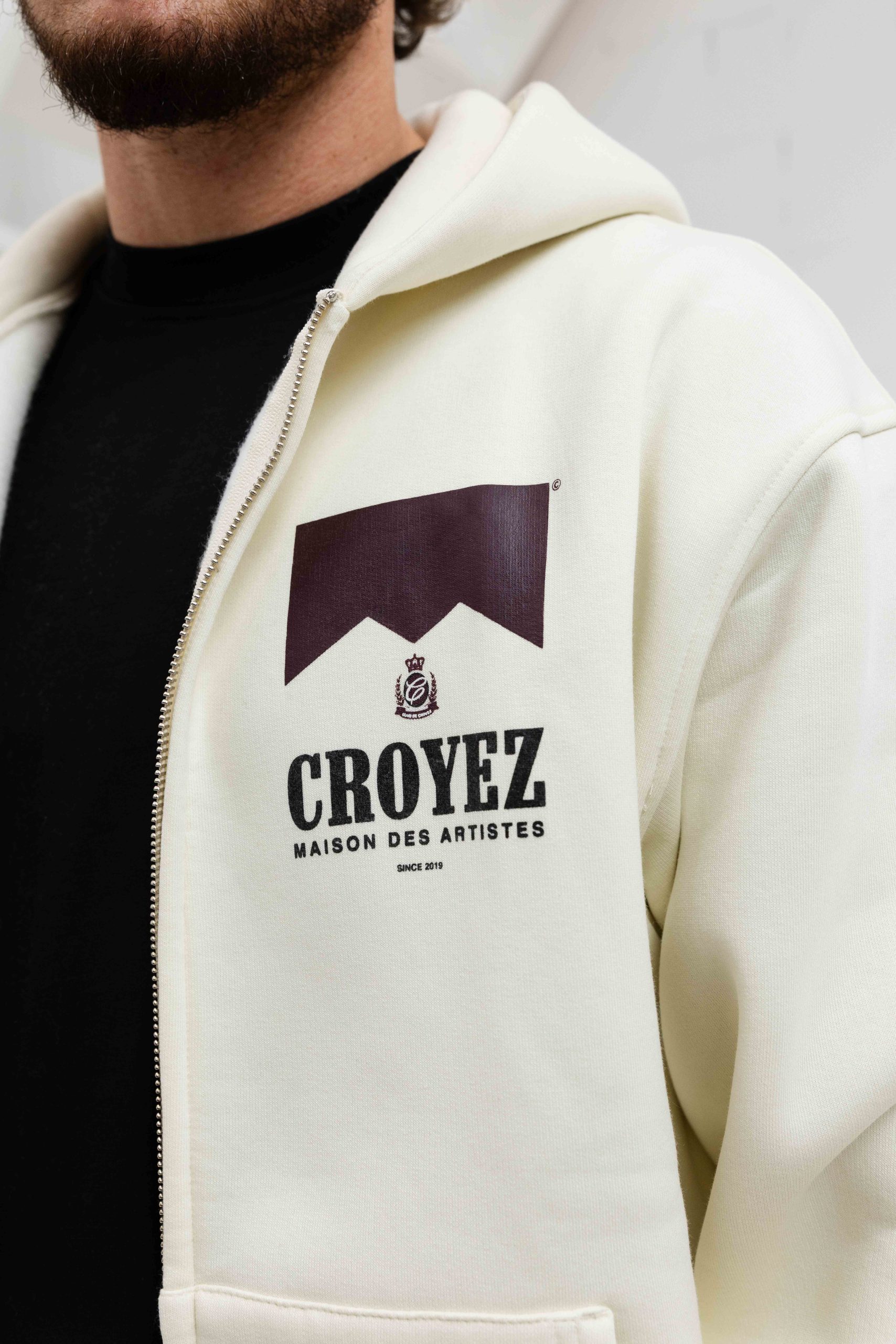 Croyez Maison Fumes Zip Hoodie Heren Gebroken Wit