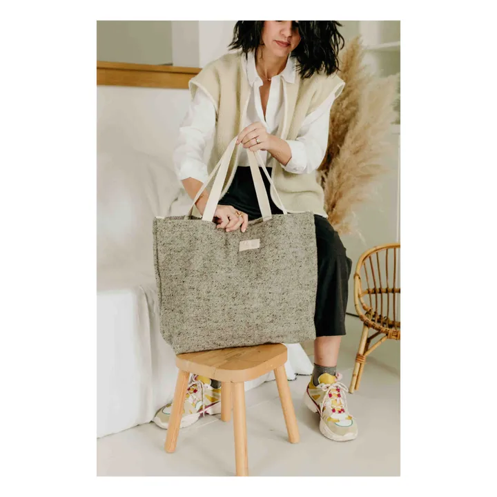 Adorna Cabas en laine et lin | Gris chiné