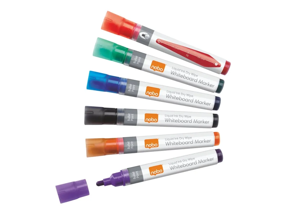 Whiteboardmarker Nobo 3 mm rund spids med 6 stk. ass. farver