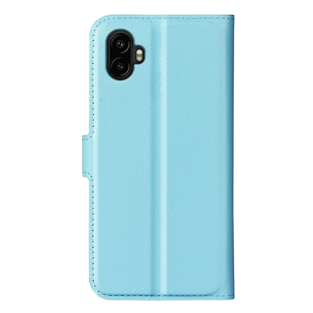 Samsung Galaxy XCover7 Pro Leder Tasche Flip Cover Litchi Look - Hellblau