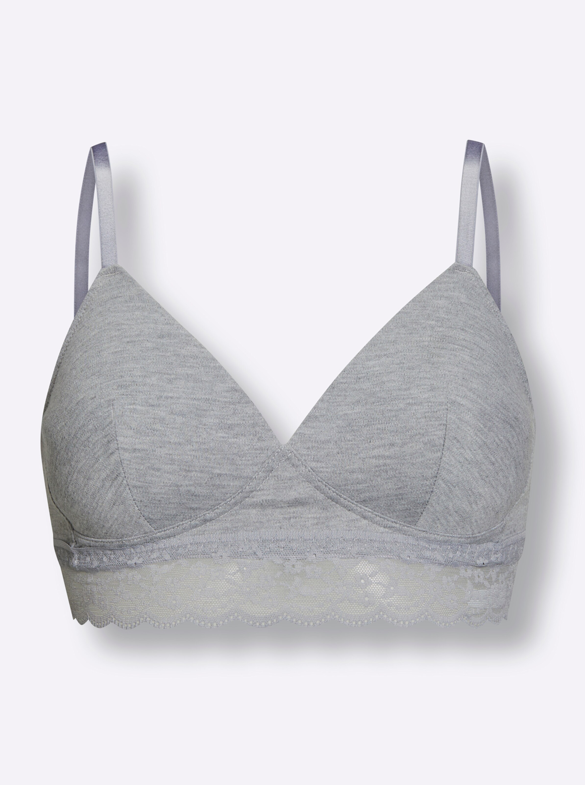 wäschepur Schalen-BH ohne Bügel in hellgrau-meliert + weiß