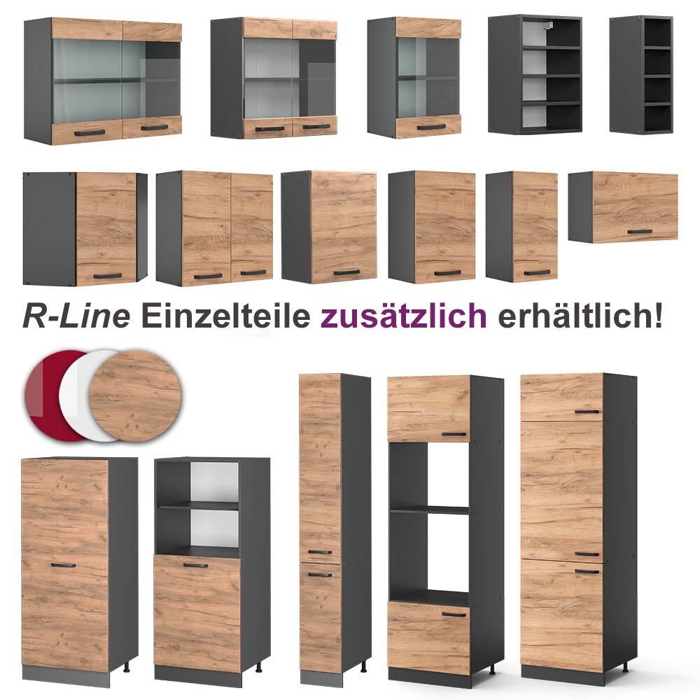Vicco Eckküche Küchenblock Einbauküche Rick Anthrazit Eiche 190 cm modern Küchen Schränke Spülenunterschrank Eck-Unterschrank Eck-Hängeschrank Arbeitsplatte Küchenmöbel Küchenzeile L-Küche