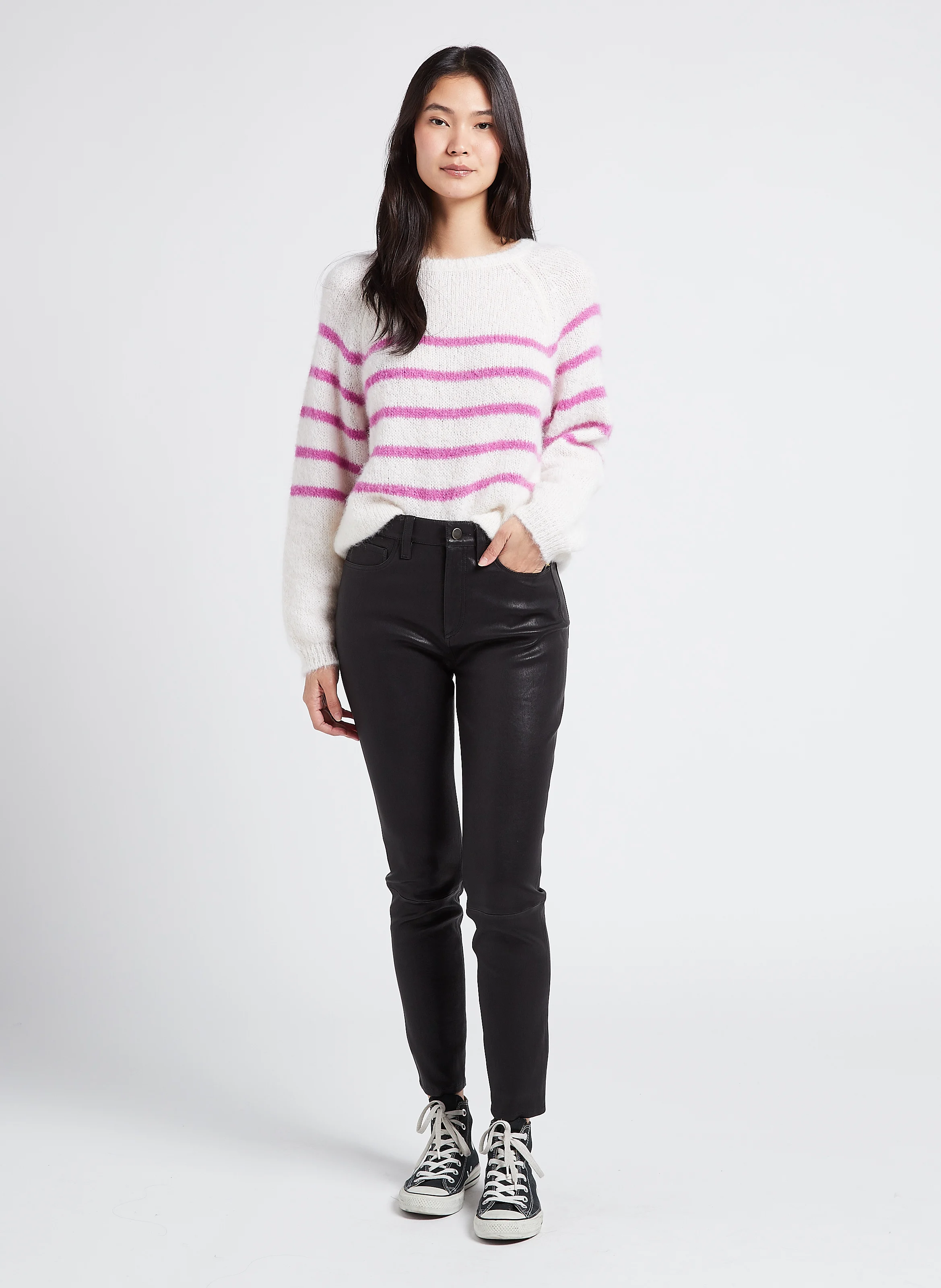 DENVER - Pantalon slim en cuir | Noir