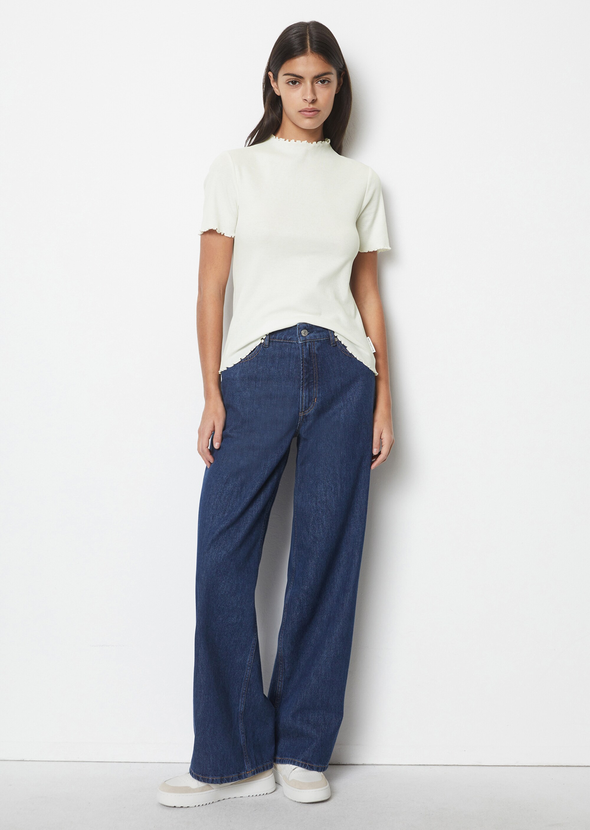 Ripp-T-Shirt slim aus Organic-Cotton-Stretch