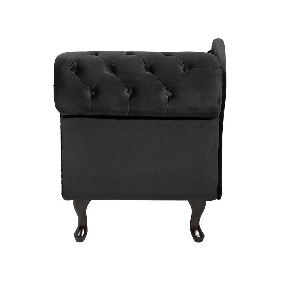 NIMES - Chaise longue - Zwart - Rechterzijde - Fluweel