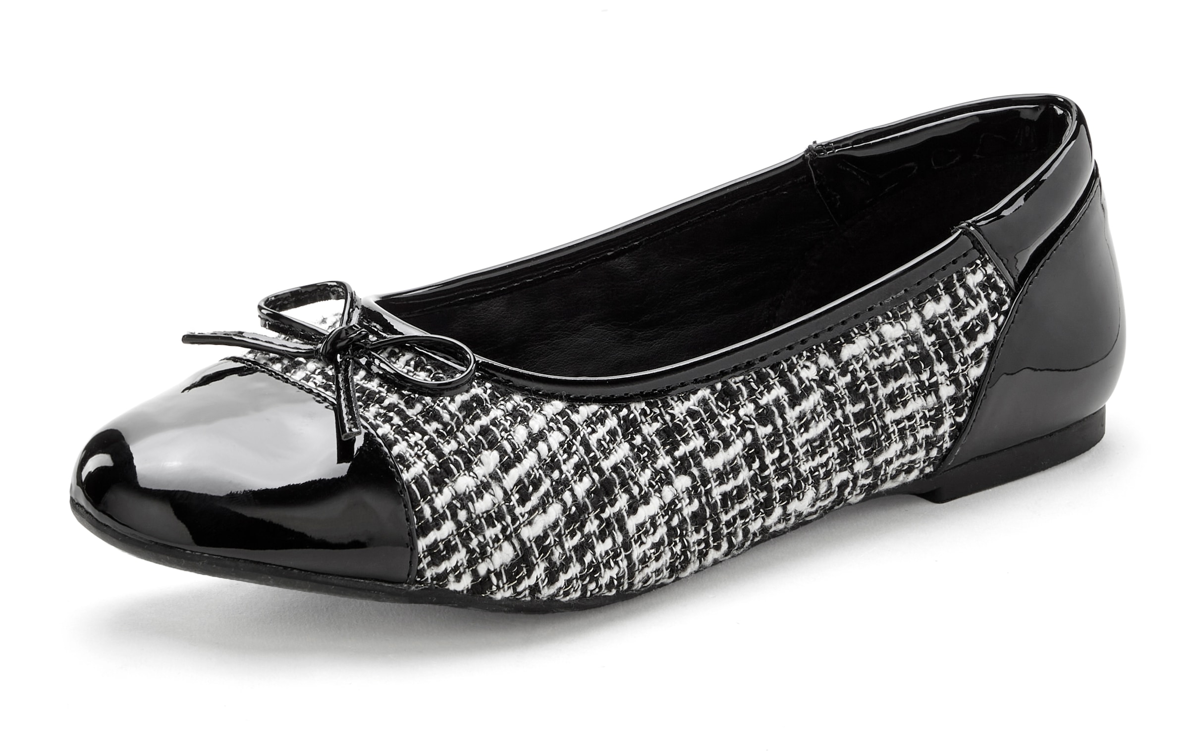 LASCANA Ballerina  in Hahnentritt-Optik, Freizeitschuh, Slipper, Halbschuh VEGAN