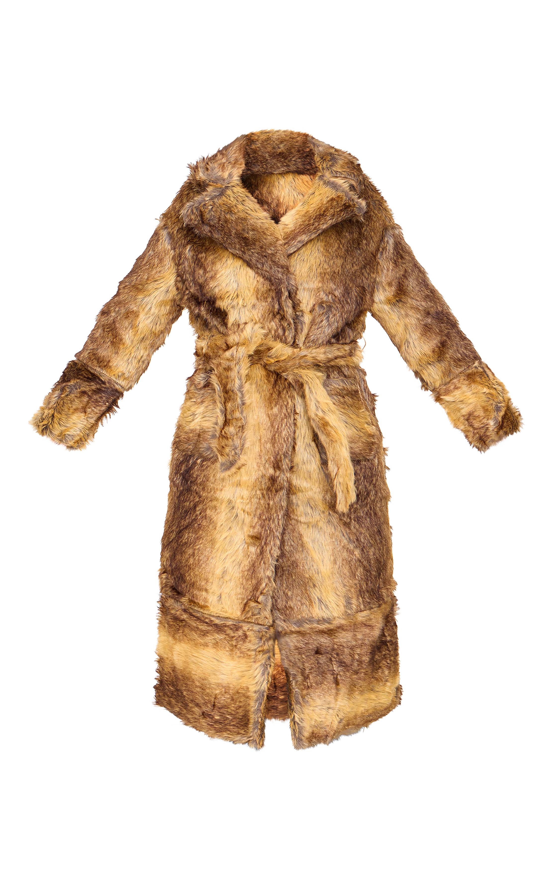 Manteau Long Ceinturé En Synthétique Petite