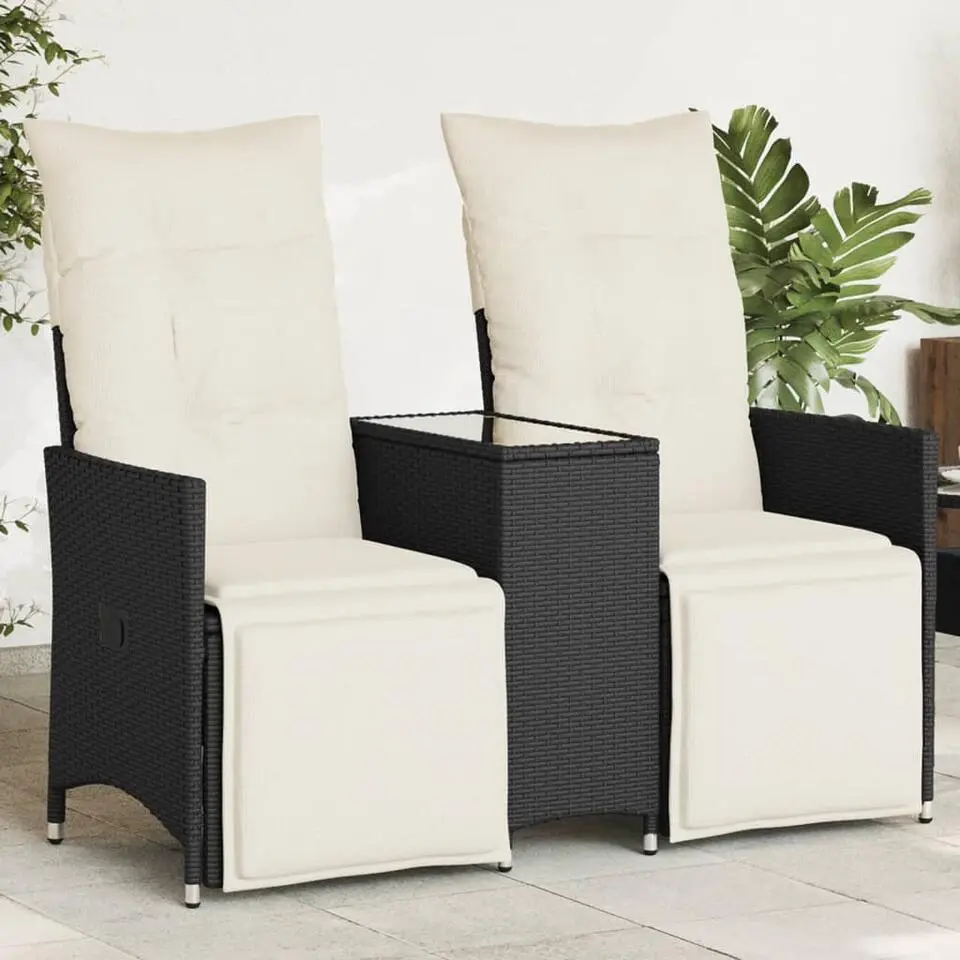vidaXL - Tuinbank - Zwart - Poly rattan