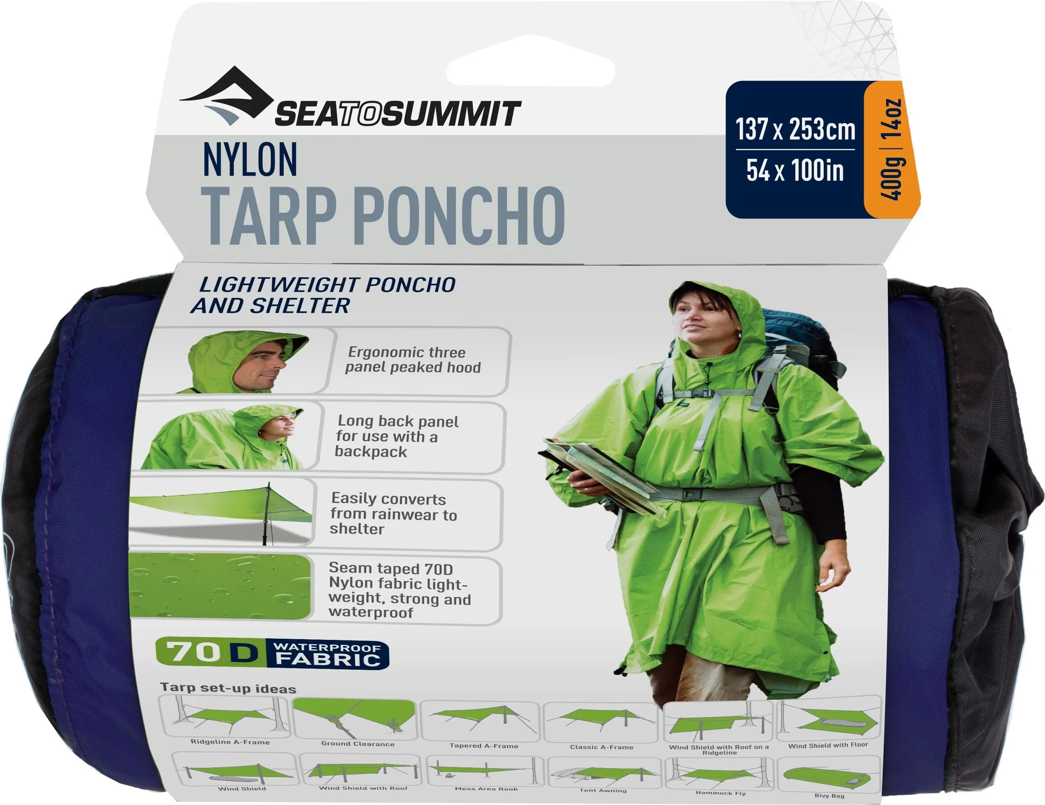 Sea To Summit Nylon Tarp Poncho Blue