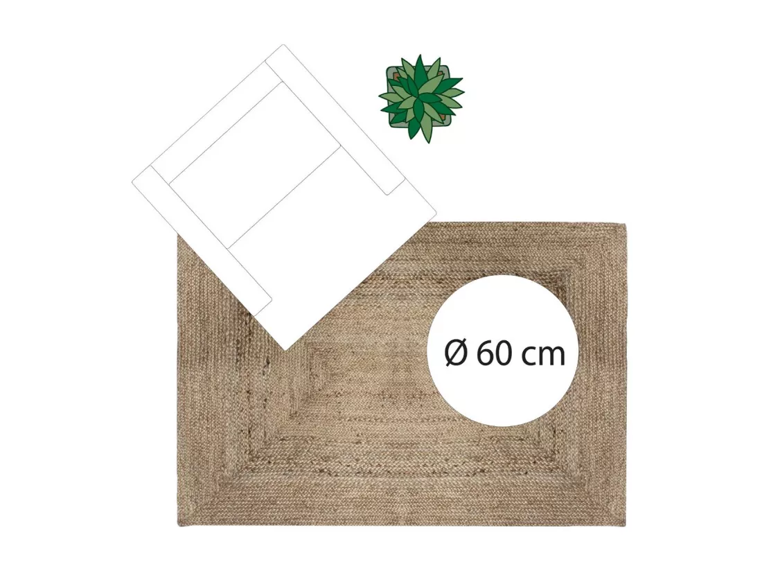 Tapis décoratif en Jute 120 x 170 cm