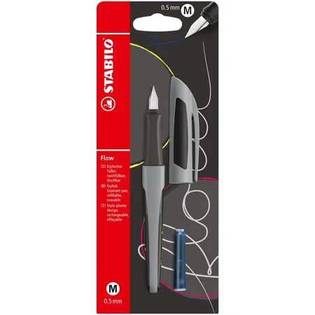 Füller - STABILO Flow ACTIVE in grau - Einzelstift - inklusive Patrone