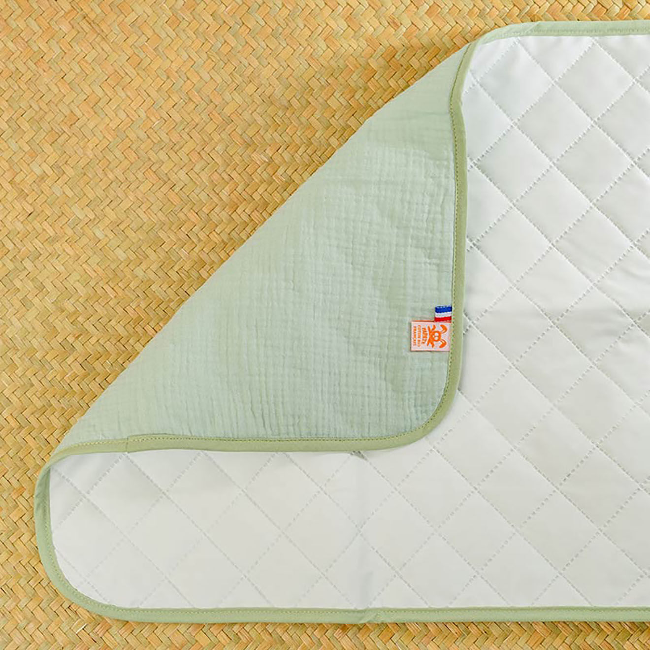Papate Tapis à Langer Nomade en Coton Bio vert - 65x42 cm