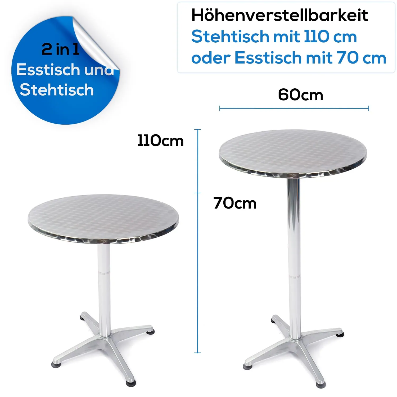 TroniTechnik® Gastro Stehtisch klappbar Ø 60 cm - Gastronomie Bistrotisch rund - Wetterbeständiger Klapptisch Gartentisch