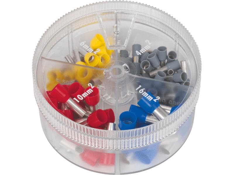 Knipex Aderendhülsen 4 - 16 mm², 100 Stück Sortimentsbox mit 100 isolierten Aderendhülsen