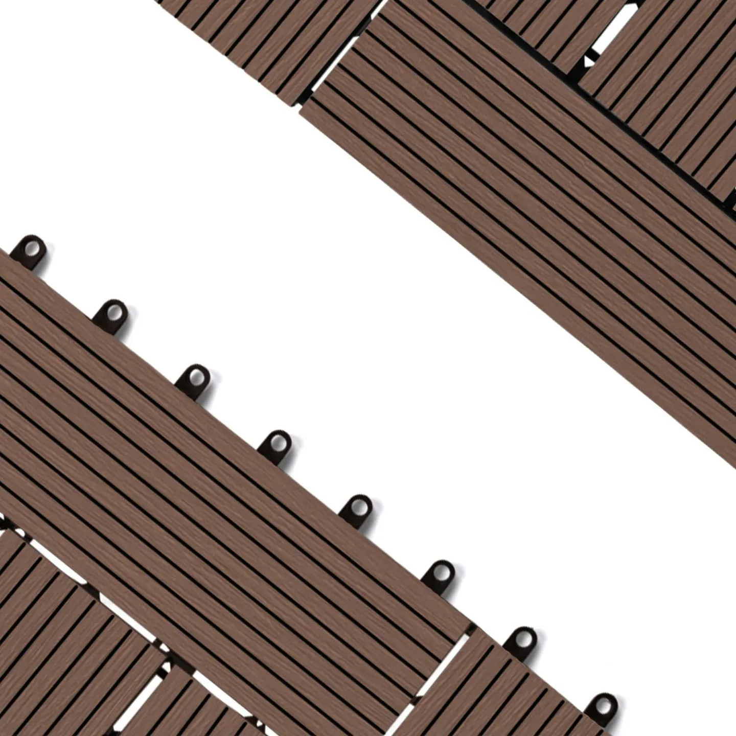 Lot de 5 dalles de terrasse mosaïque WODHY clipsables bois composite taupe 30 x 30 cm