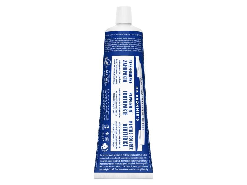 Dr.Bronner's Zahnpasta All-One Pfefferminze 140 g Natürliche und fluorfreie Zahnpasta für strahlend weisse Zähne