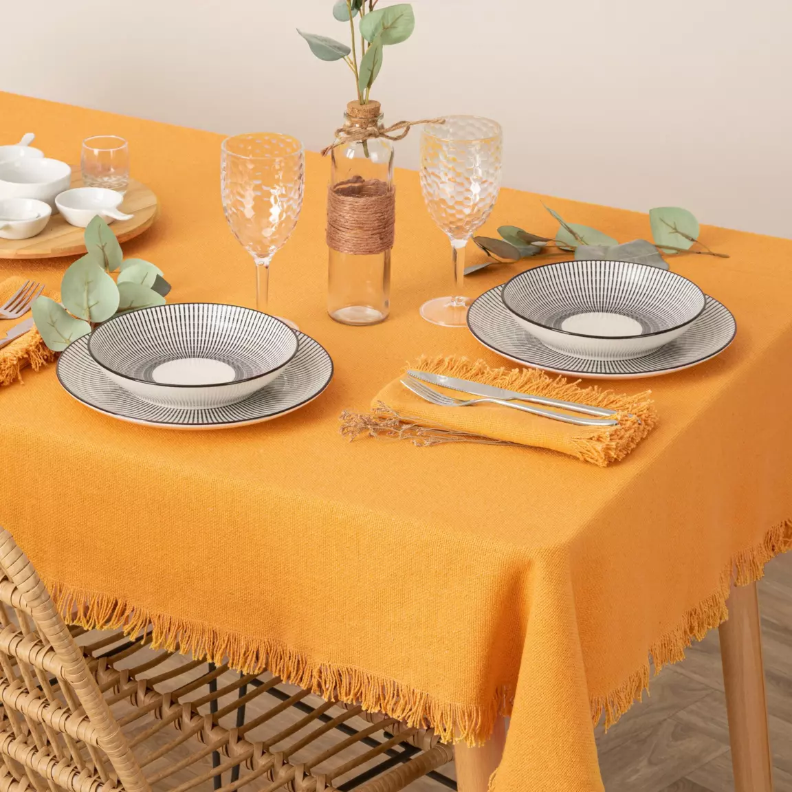 Lot de 2 serviettes coton (40 x 40 cm) Maha Jaune ocre