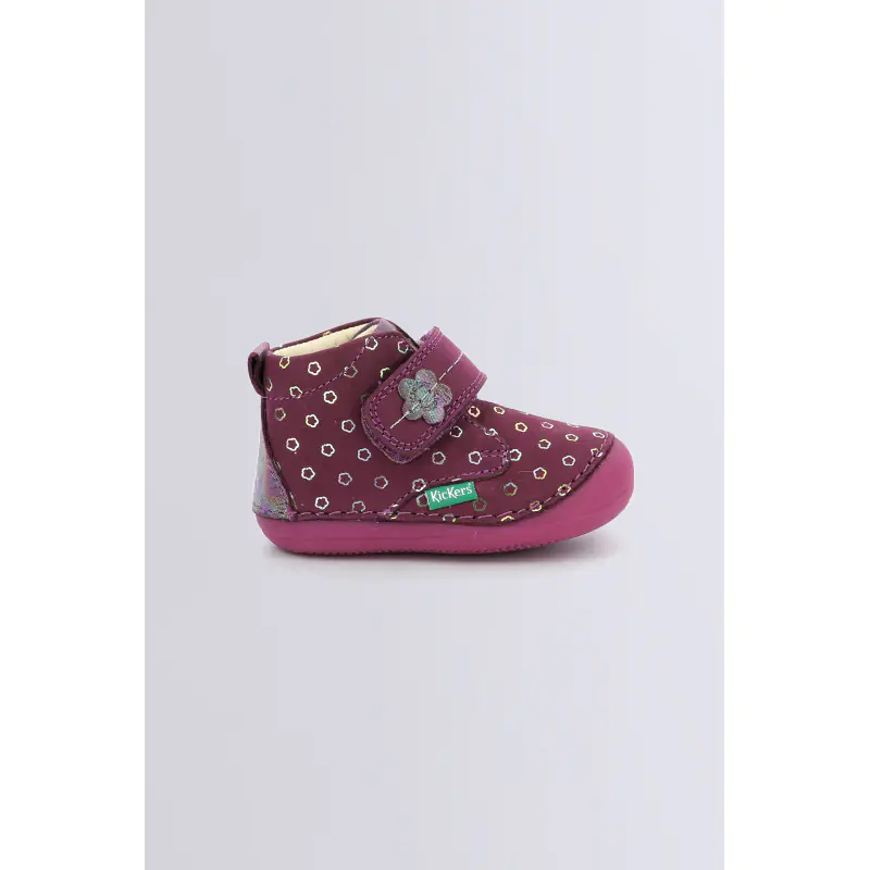 SABIO PRUNE FLOWER BOTTILLONS Cuir Fille
