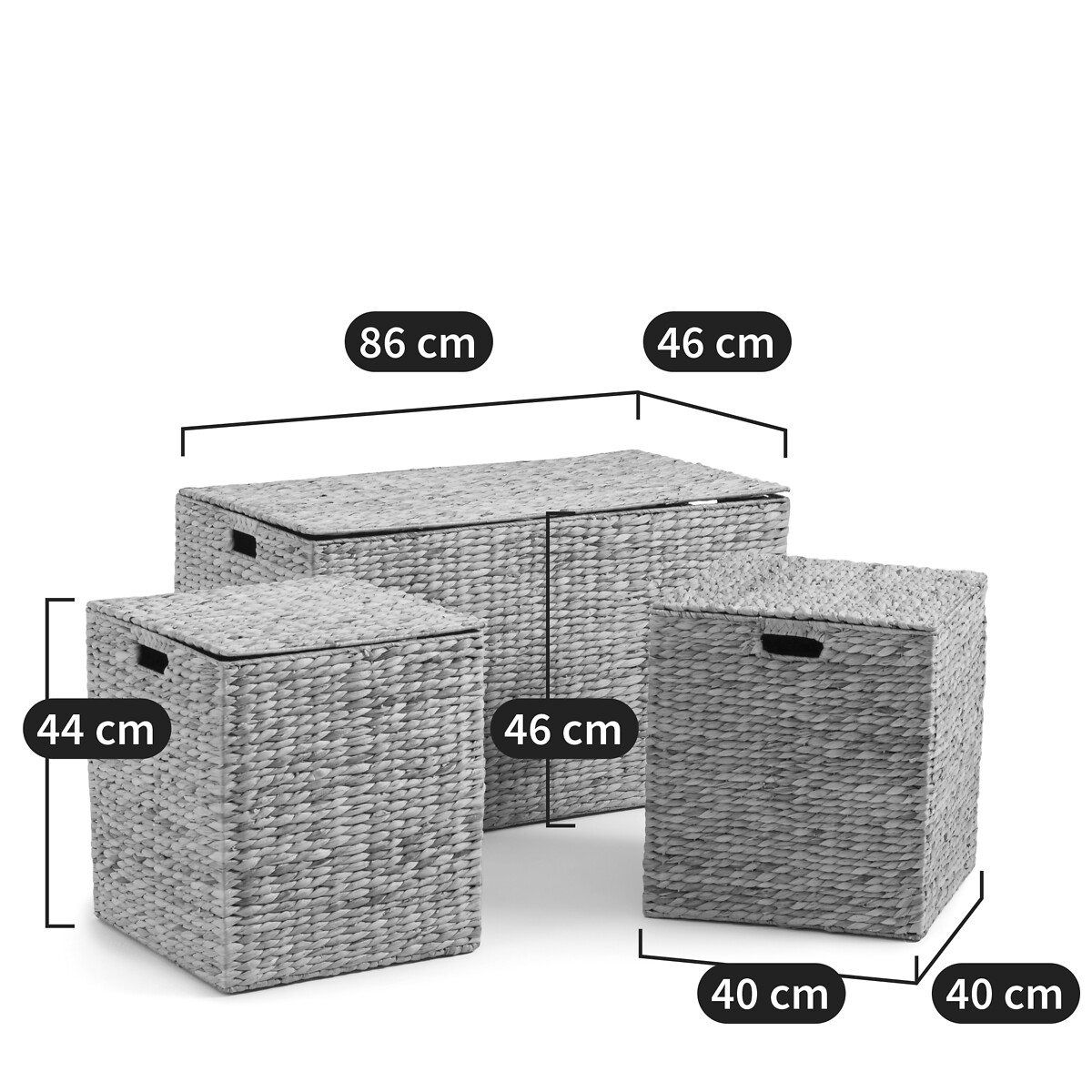 LA REDOUTE INTERIEURS<br>Conjunto de 3 malas em jacinto-d'água, 86 cm de comprimento, Semra