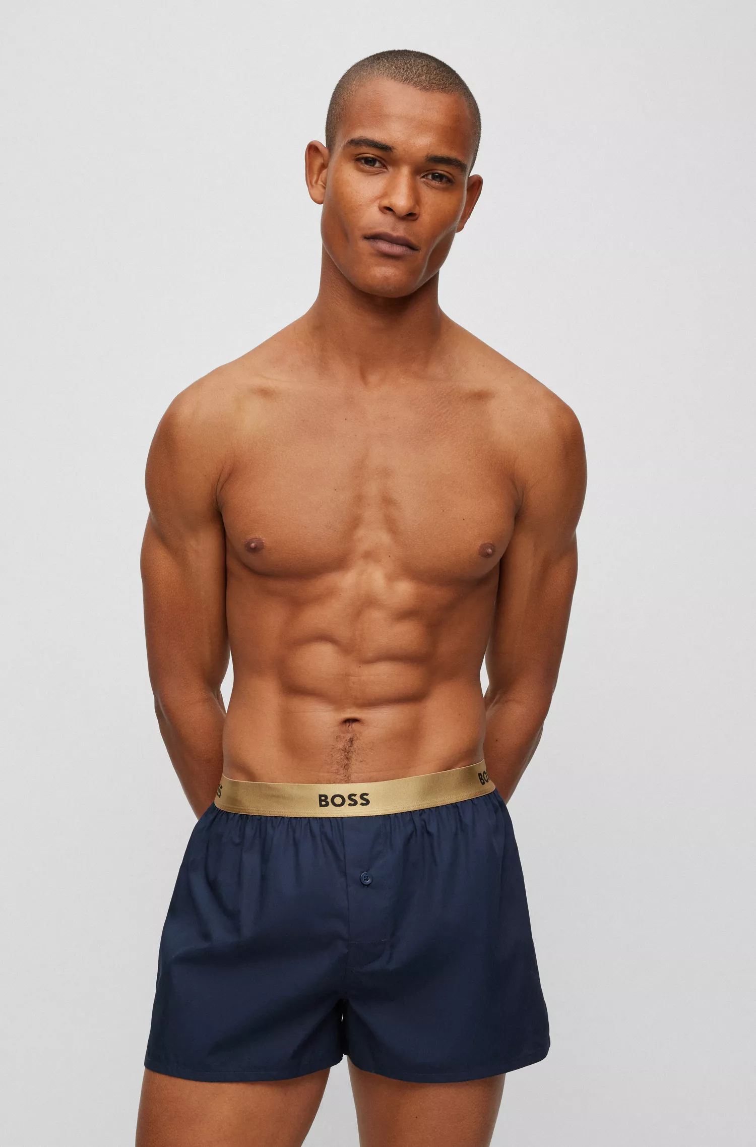 BOSS Preto - Pacote com dois shorts de pijama de algodão com cós metálico.