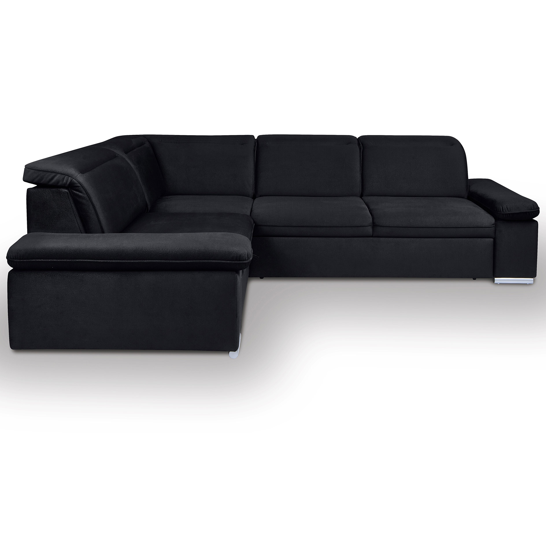 Ecksofa - schwarz - Velvet - Liegefunktion - Recamiere links