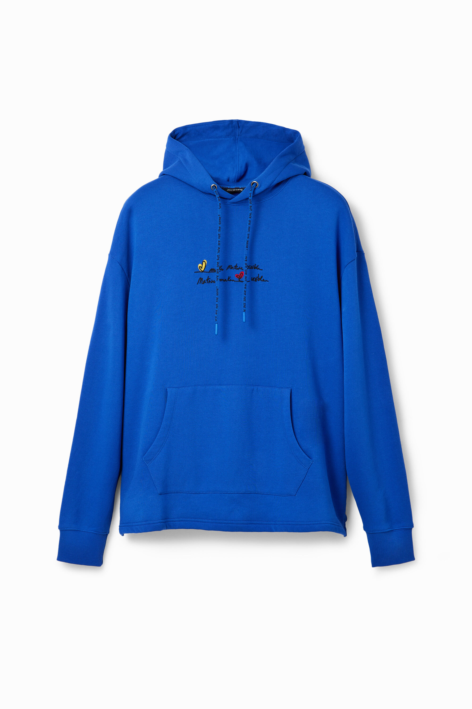 Sweat-shirt capuche message brodé