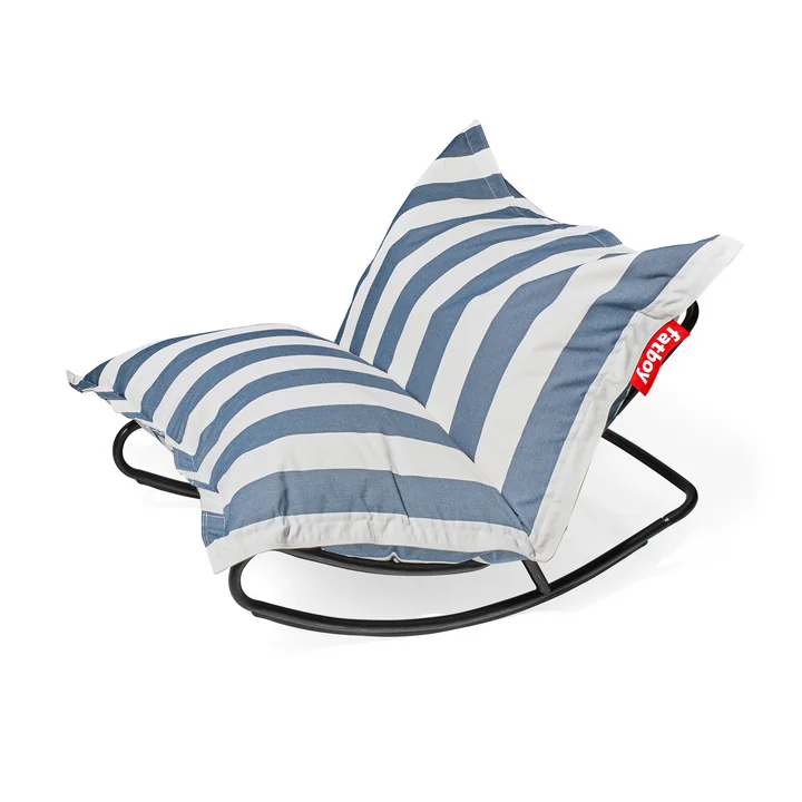 Fatboy - Rock 'n' Roll Lounge Chair, schwarz   Original Outdoor Sitzsack, stripe ocean blue