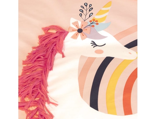 COTE DECO - Ensemble couette + 1 oreiller Parure de lit enfant licorne avec oreilles rembourrées - 10...