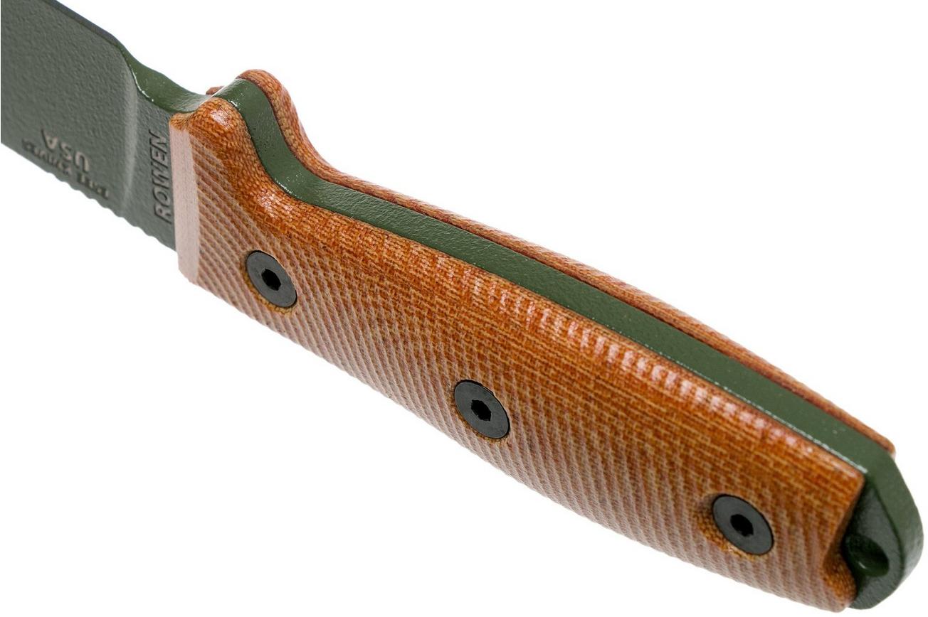 ESEE Model 4 OD Green Blade 3D Natural Canvas Micarta survivalmes 4POD-011 zwarte schede   riemclip
