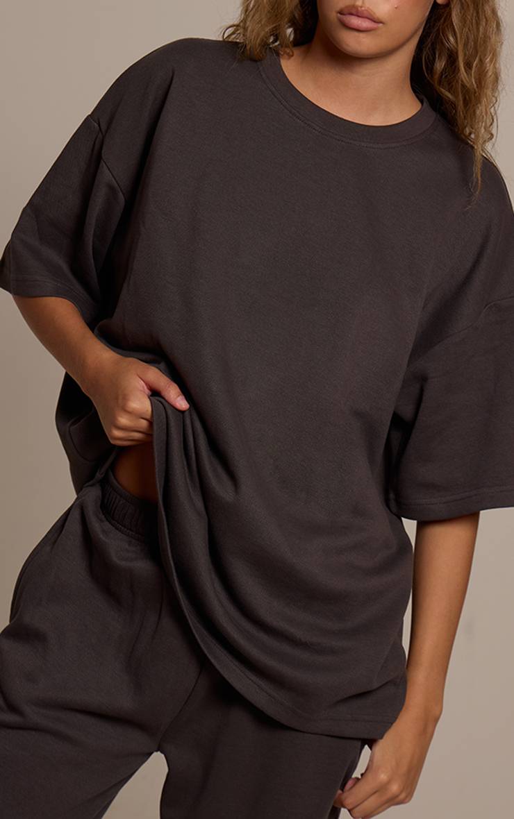 Charcoal Grey Pantalon Large Taille Mi-haute En Jersey Co-ord