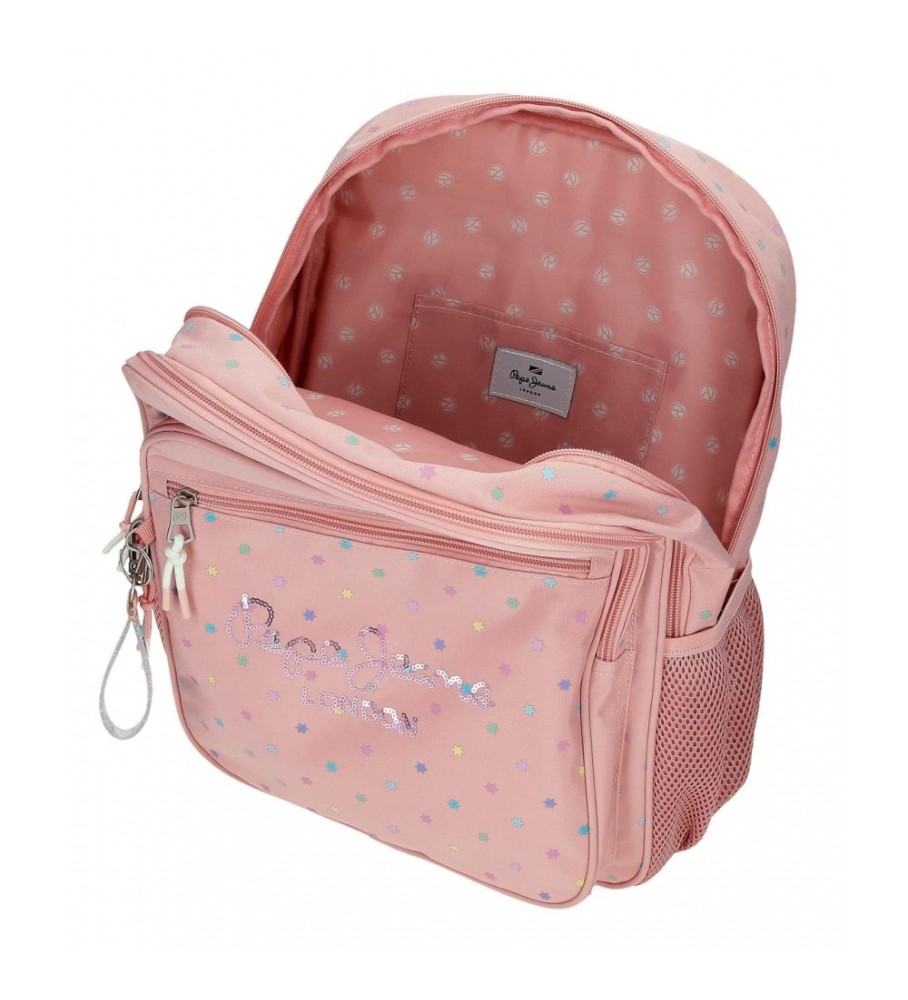 Pepe Jeans Mochila escolar Pepe Jeans Carina dos compartimentos con carro rosa
