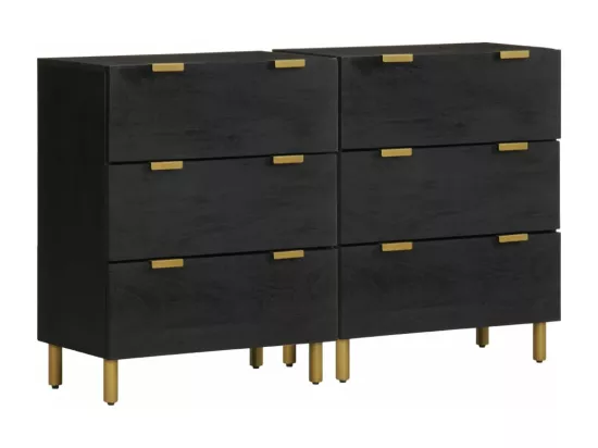 Buffets 2 pcs noir 60x33x75 cm bois d'ingénierie