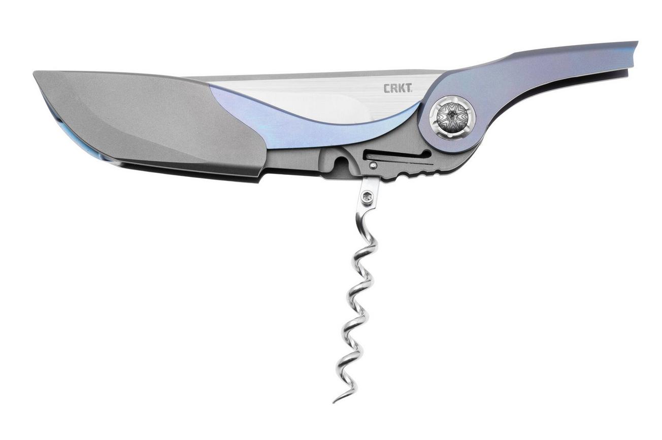 CRKT Fial 5671, Satin M390, Blue Titanium, zakmes met kurkentrekker, Princeton Wong design