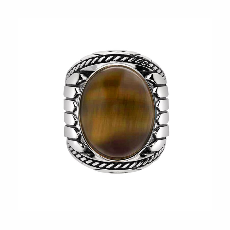 Bague Homme Argent oeil De Tigre Indiana