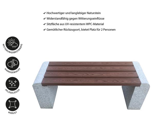 Dehner Granit-Gartenbank, ca. B120/H45/T35 cm,