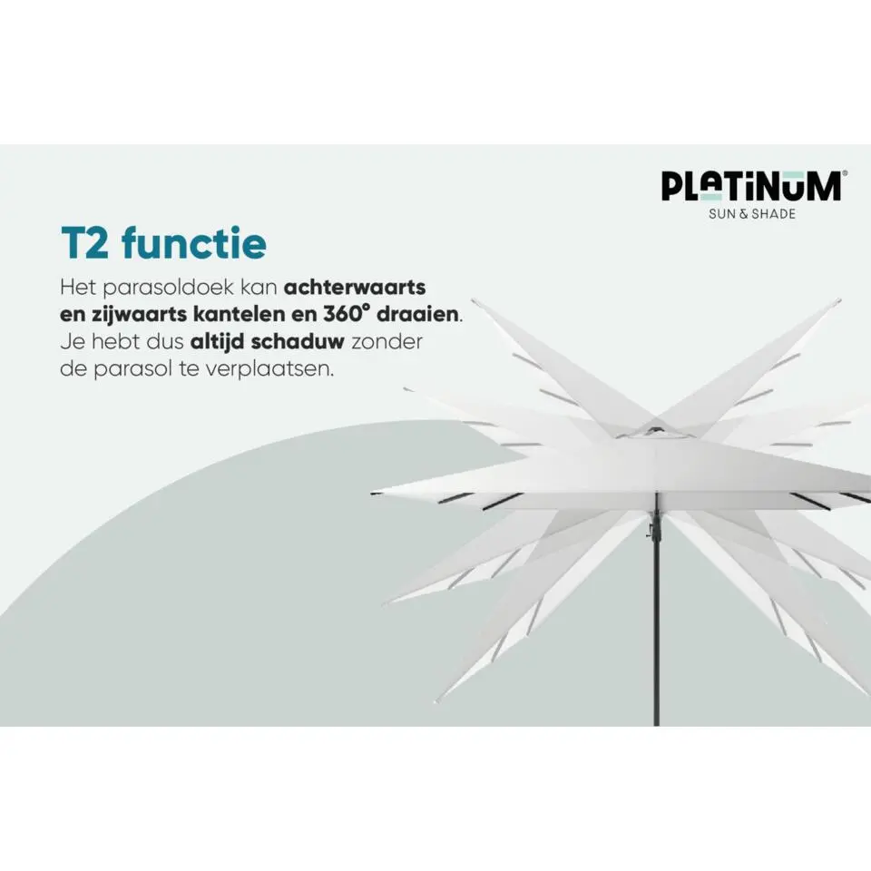 Platinum Challenger T2 zweefparasol premium - 3,5x2,6 m. - Champagne