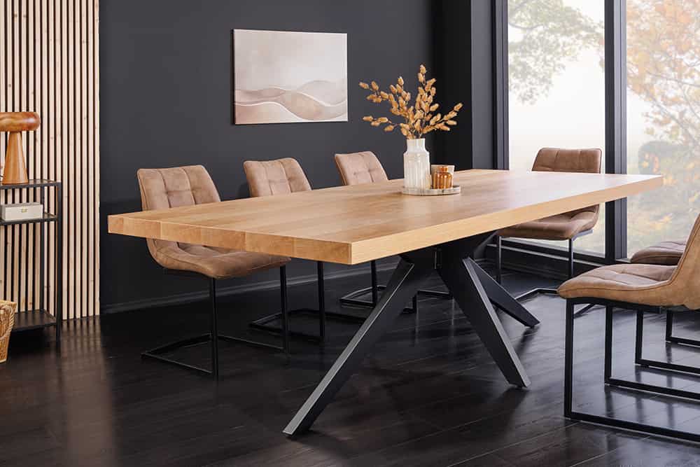 Imposanter Esstisch ZEUS 240cm natur Eichen-Design mit Sterngestell Metall