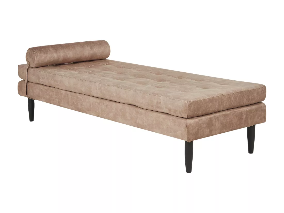 Chaise longue 180 x 70 cm en velours taupe USSEL