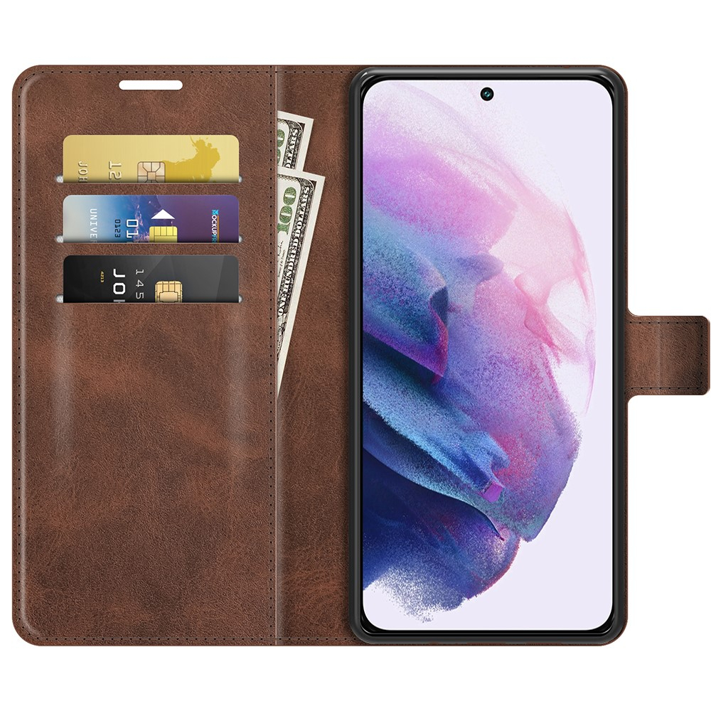 Samsung Galaxy S22 5G Vintage Leder Tasche Flip Cover mit Kartenfächer - Dunkelbraun