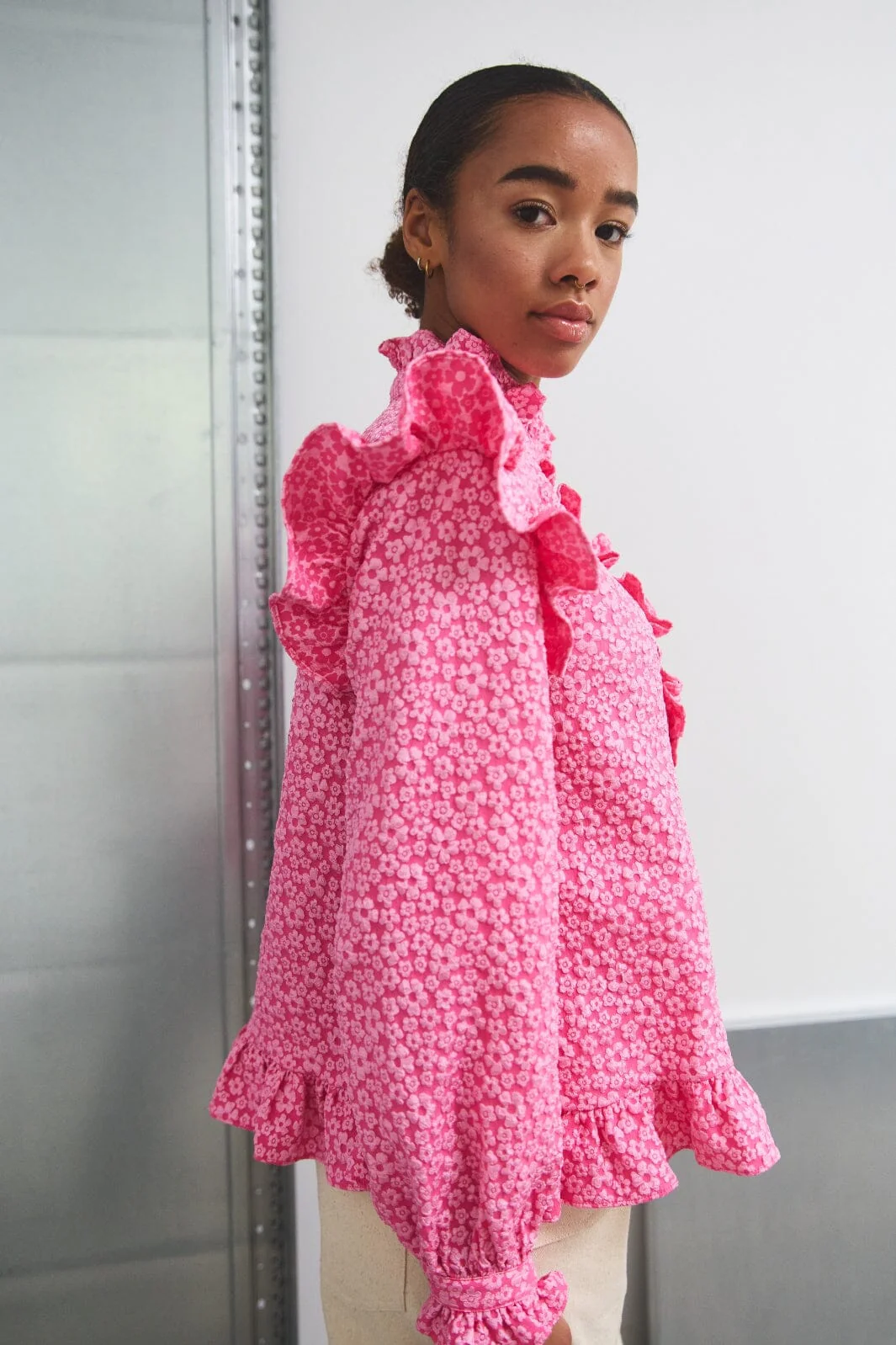 Noella Reno Ruby Ruffle Blouse 031 bright pink