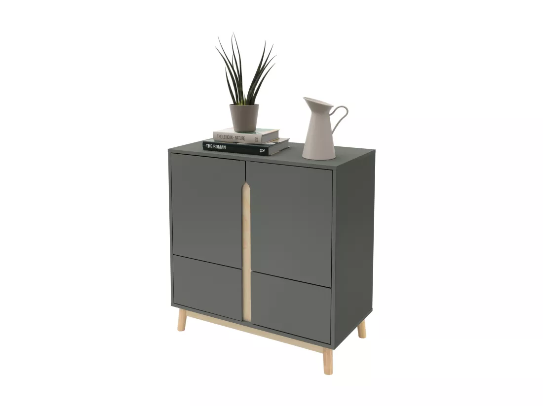 Commode vert mat 80x40x86 cm sideboard avec 4 compartiments de salon entrée