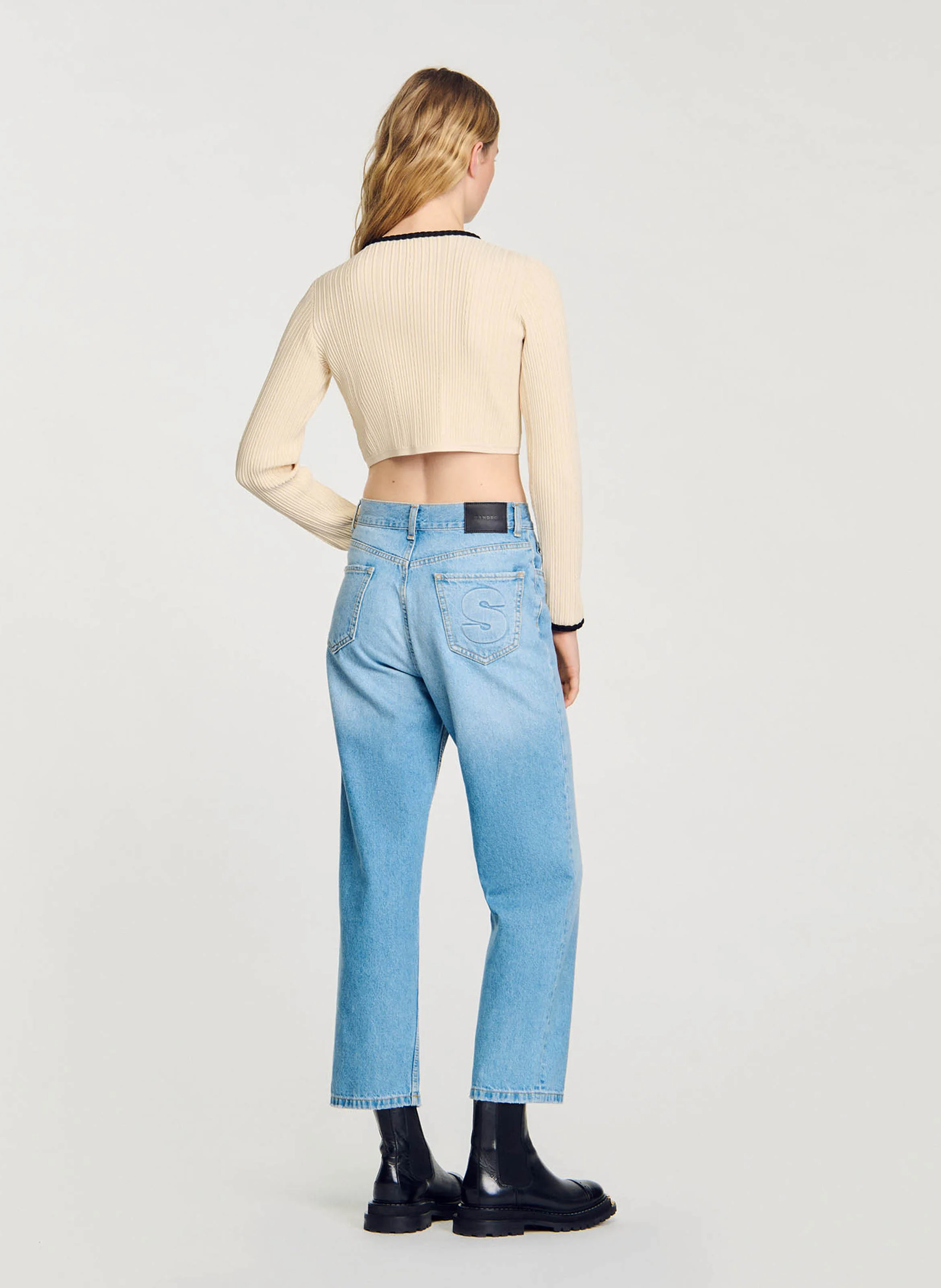 Gilet court col rond | Blanc