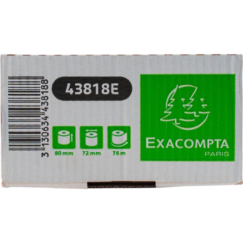 Bobines Caisses Exacompta 43818E - l 80 mm x L 76 m, Ø 72 mm - 1 pli(s) - paquet de 10