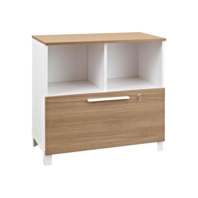 Rangement bas SUNDAY - L80 x H79 x P42 - 2 cases + 1 tiroir - façade et dessus chêne (Top bois non compris)